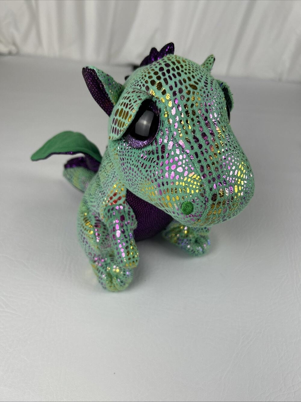 TY Beanie Boos Cinder Dragon Plush Stuffed Toy Green Purple Rainbow 6 Inch 2015